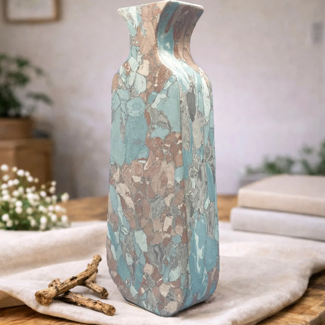 Vaso n.116 Effetto Marmo Azzurro e Grigio