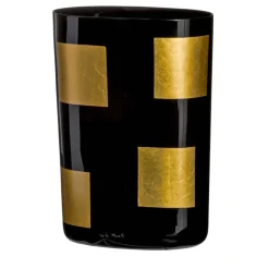 Vaso nero a quadretti in foglia d'oro Mosaico di Carlo Moretti