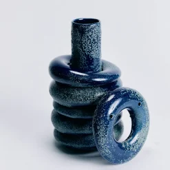 Vaso Nettuno grande in ceramica smaltata blu notte