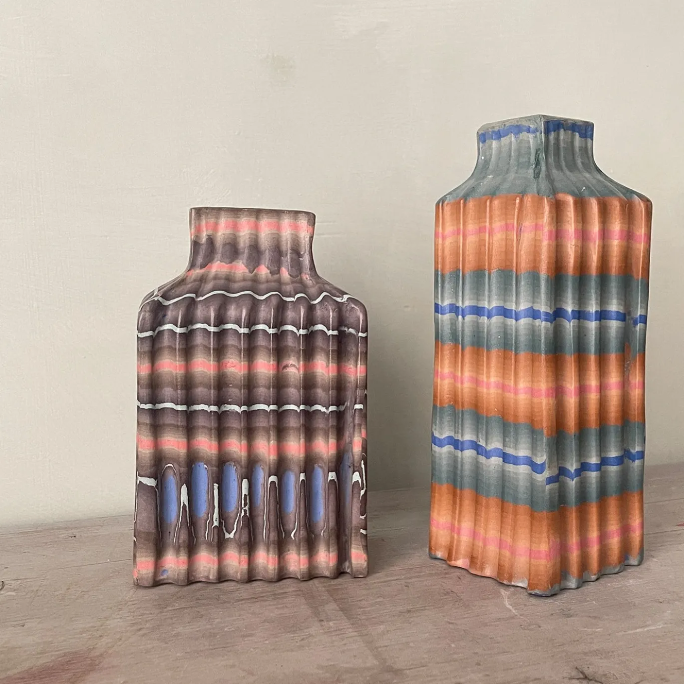 Vaso n.135 in Ceramica a Strisce Multicolore