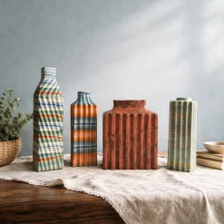 Vaso n.135 in Ceramica a Strisce Multicolore