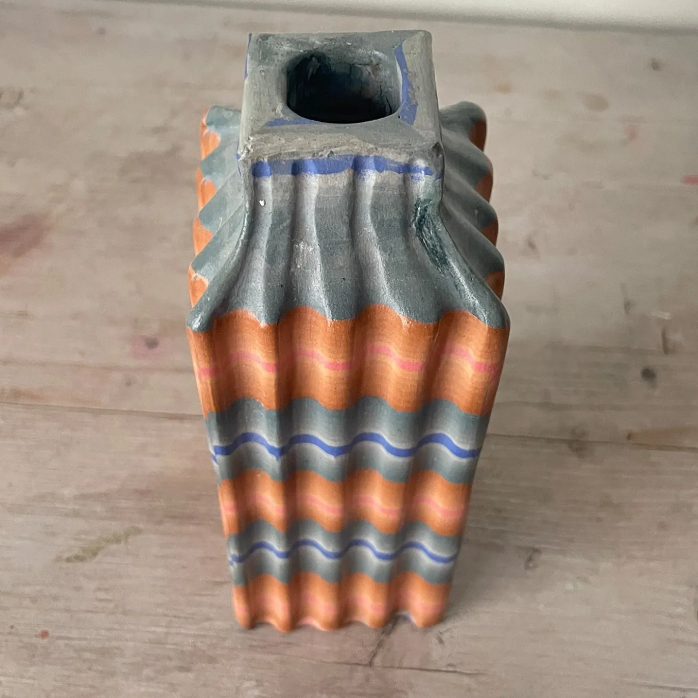 Vaso n.135 in Ceramica a Strisce Multicolore