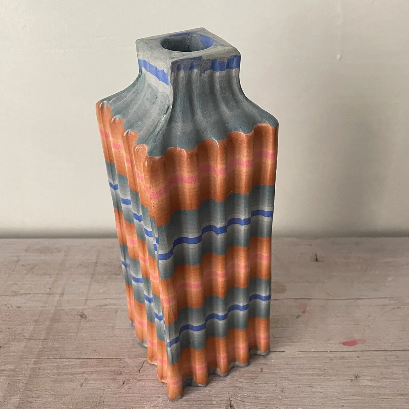 Vaso n.135 in Ceramica a Strisce Multicolore