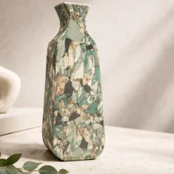 Vaso n. 87 in Ceramica effetto marmo breccia verde medio
