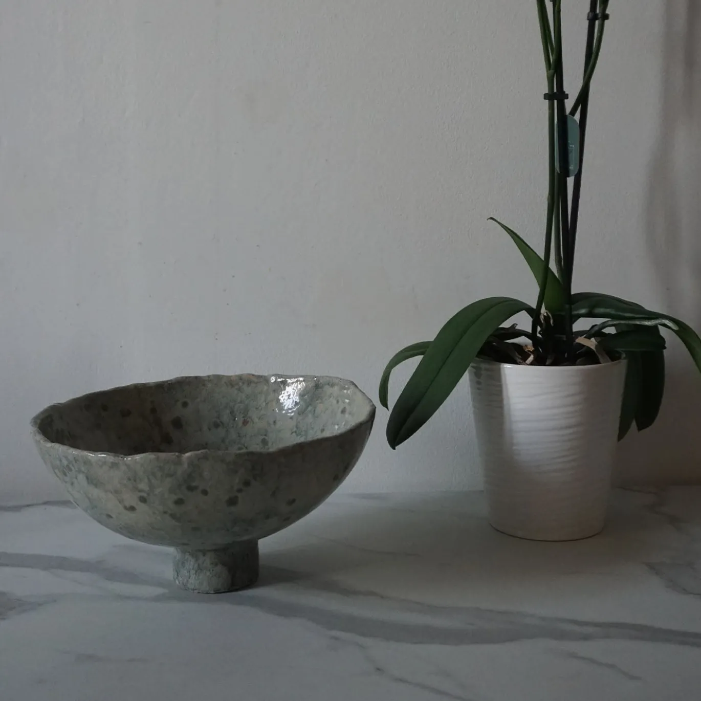 Vaso Odessa in ceramica smaltata azzurra