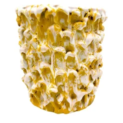 Vaso Onda Big Sunflower giallo e bianco opaco
