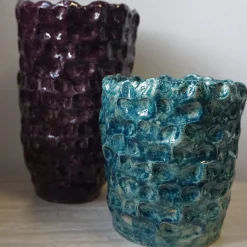 Vaso Onda 5 in ceramica smaltata borgogna