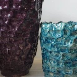 Vaso Onda 5 in ceramica smaltata borgogna