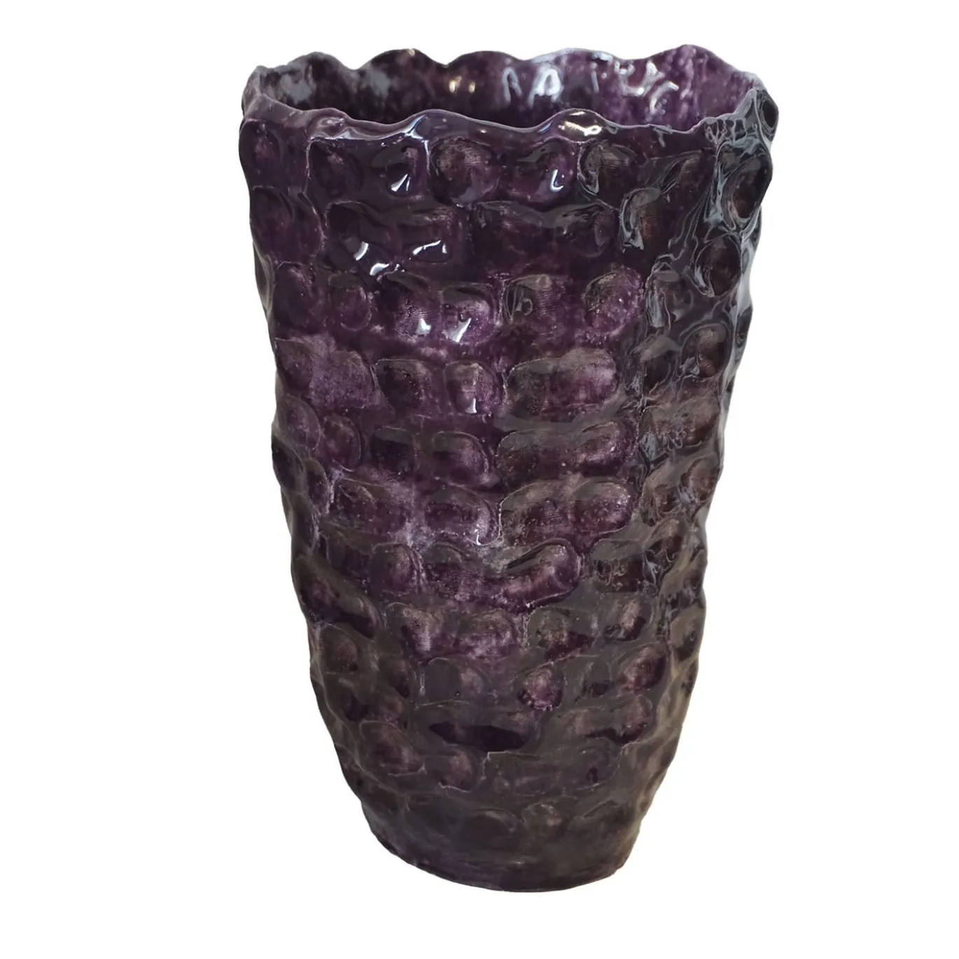 Vaso Onda 5 in ceramica smaltata borgogna