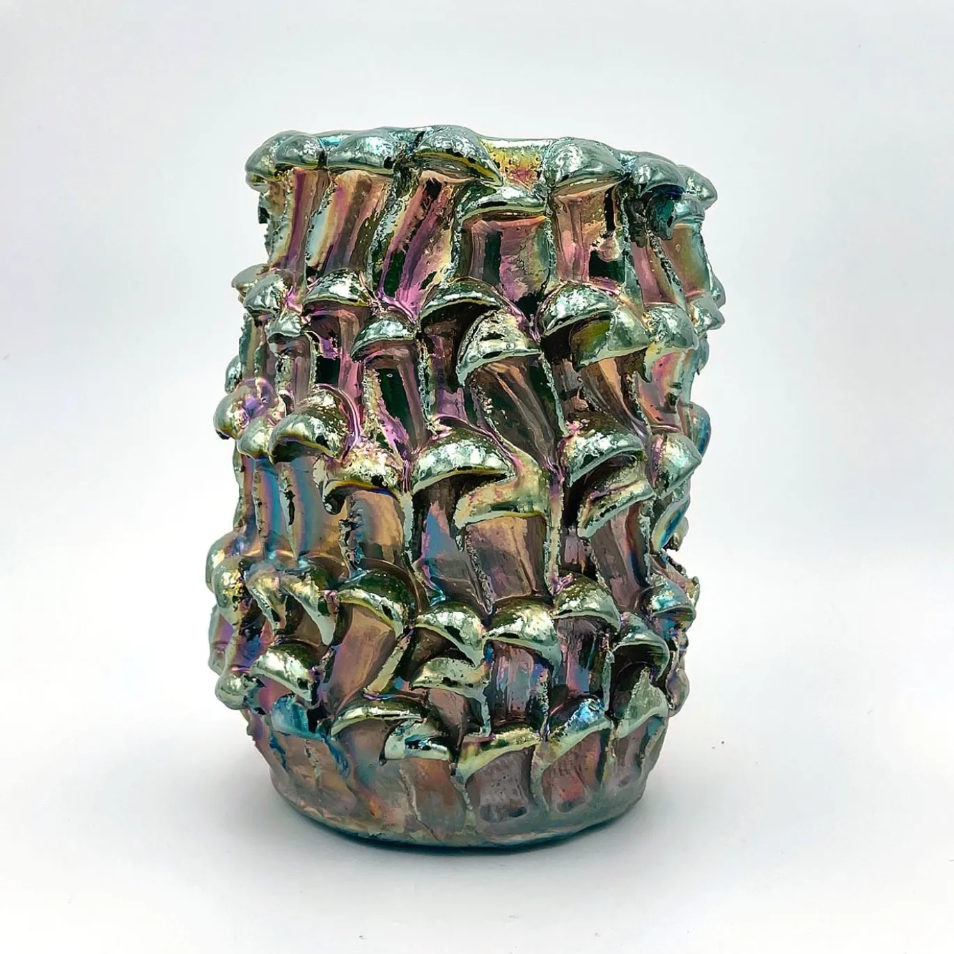 Vaso Onda Iridescent Metallic Raku #10