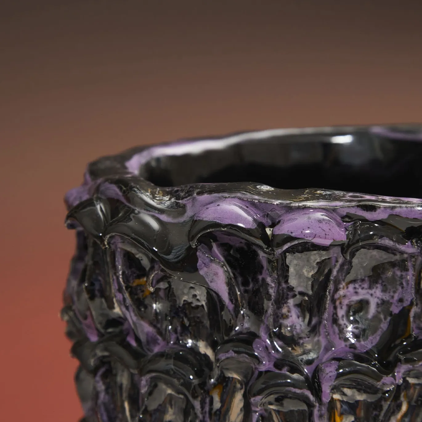 Vaso Onda metallizzato viola e nero