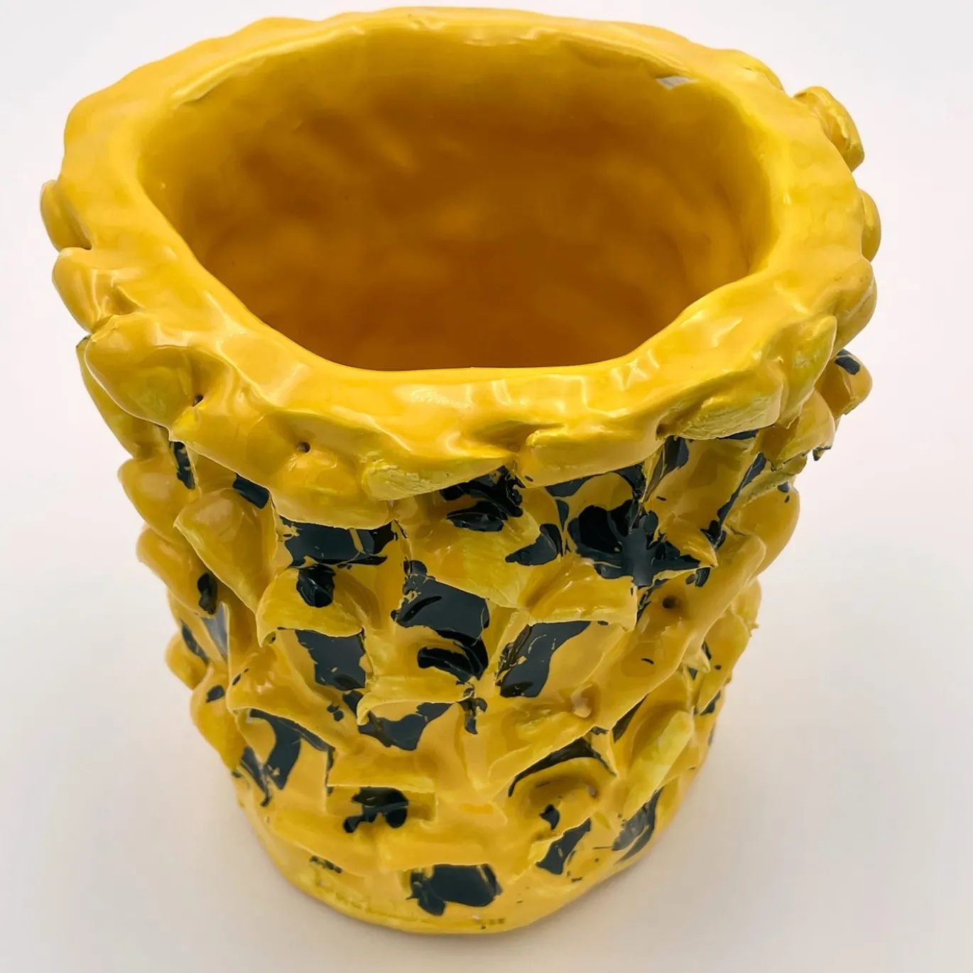 Vaso Onda Sunflower giallo e nero lucido