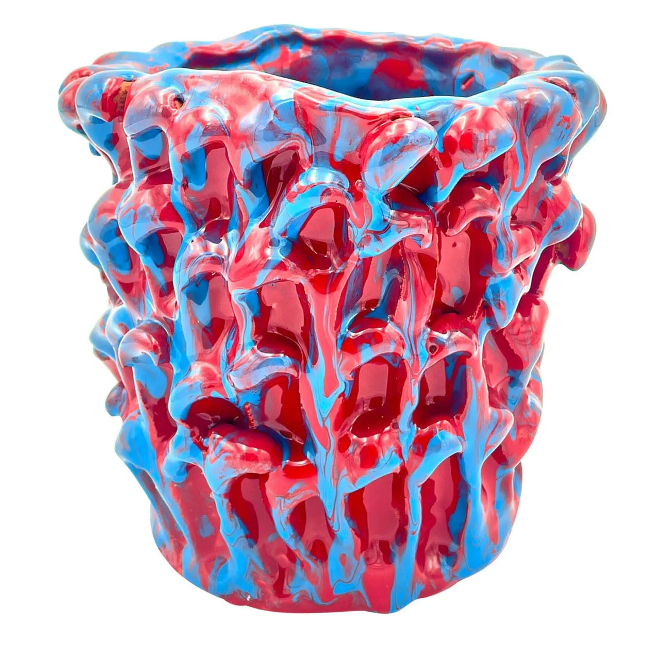 Vaso Onda Turchese e Rosso Pericolo