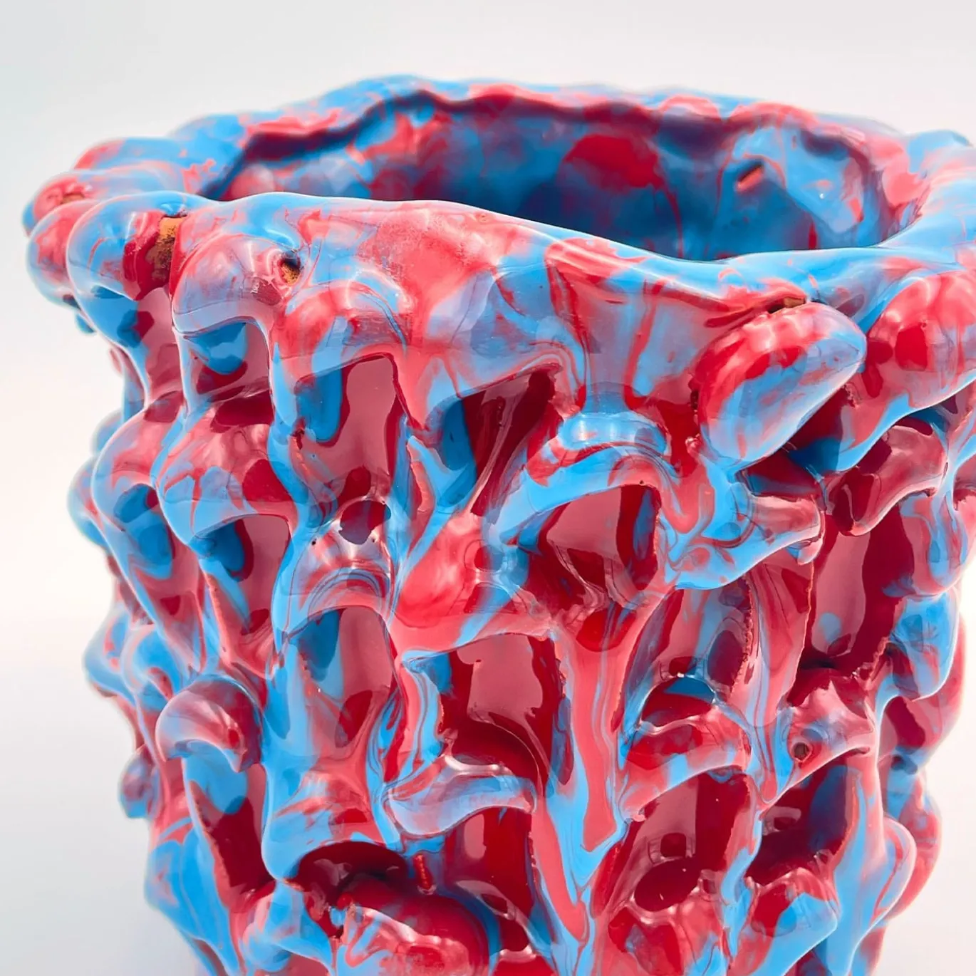 Vaso Onda Turchese e Rosso Pericolo