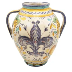 Vaso Orciolo con Fleur-De-Lis fiorentino blu