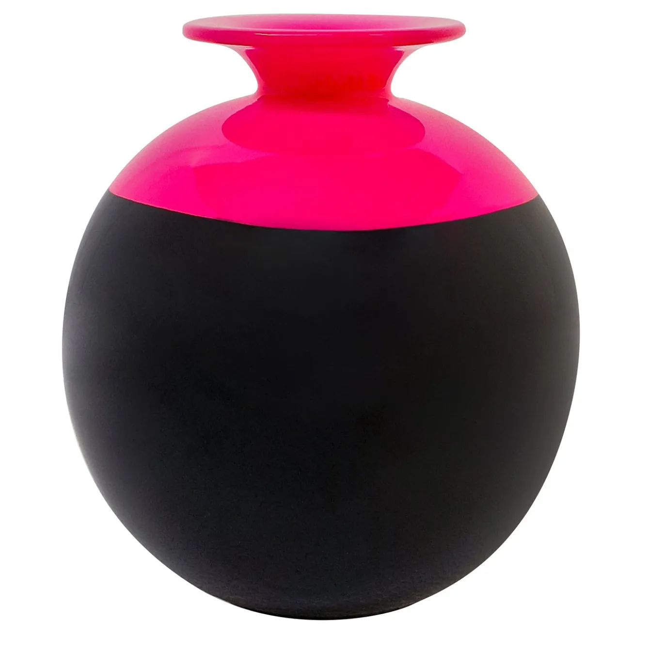 Vaso Orizzonte Fluo in ceramica fucsia e nero intenso