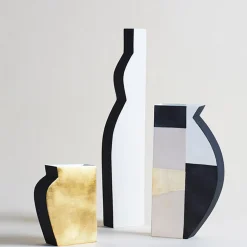 Vaso Pacay piccolo, oro e nero, con foglia d'oro