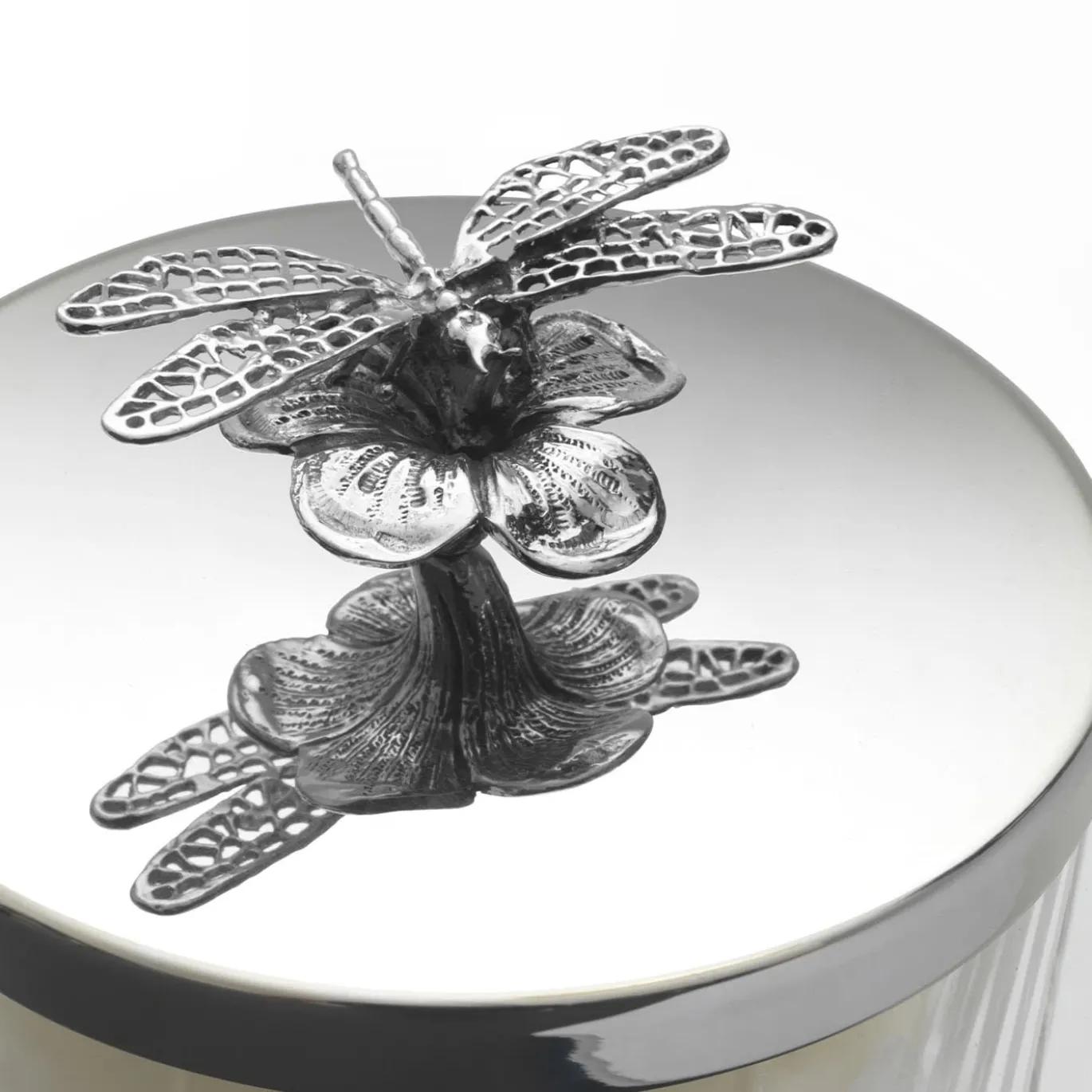 Vaso per candele a forma di libellula di primavera con coperchio
