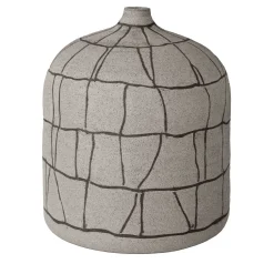 Vaso per fiori in gres grigio arenaria intarsiato