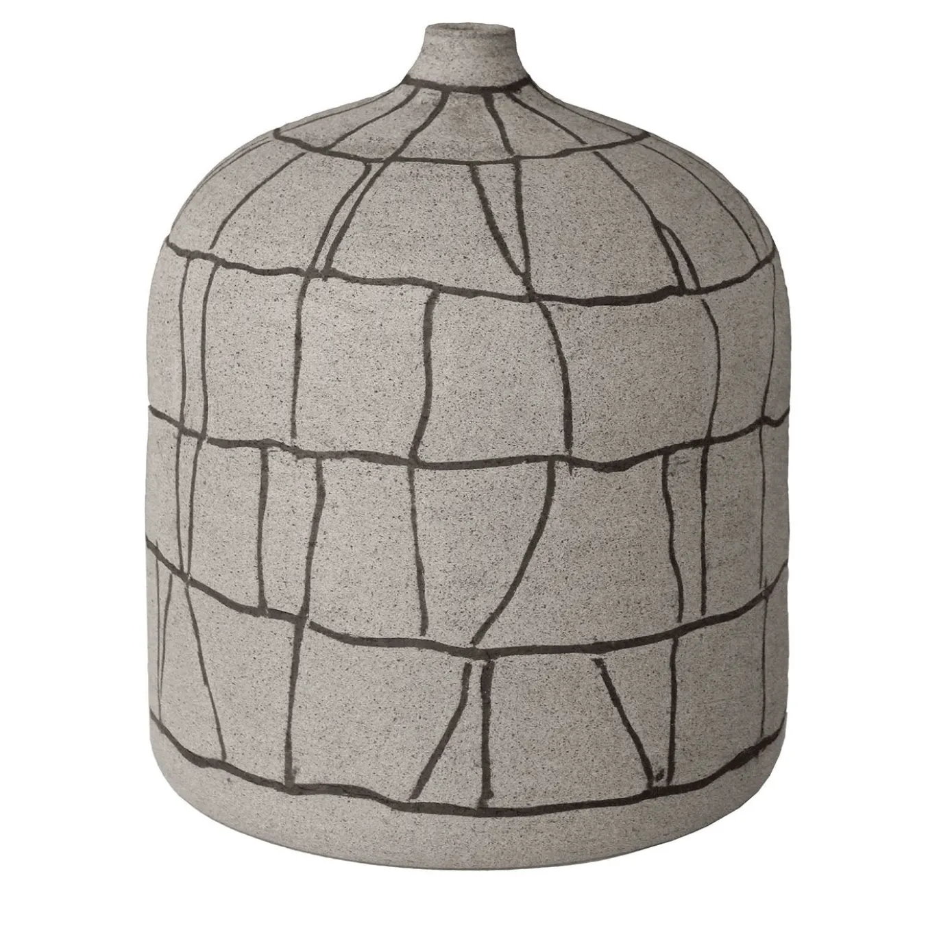 Vaso per fiori in gres grigio arenaria intarsiato