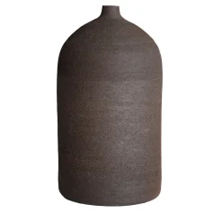 Vaso per fiori in gres nero carbone testurizzato