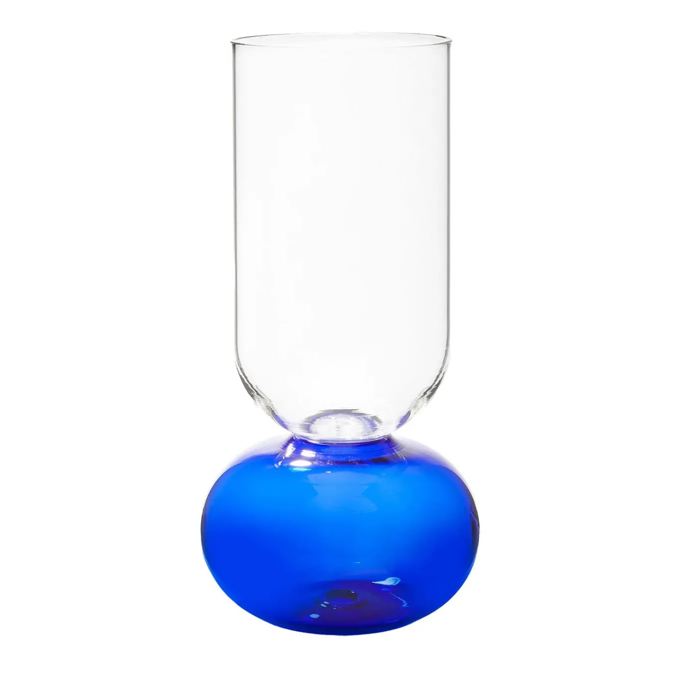 Vaso per fiori Tondo in vetro blu e trasparente