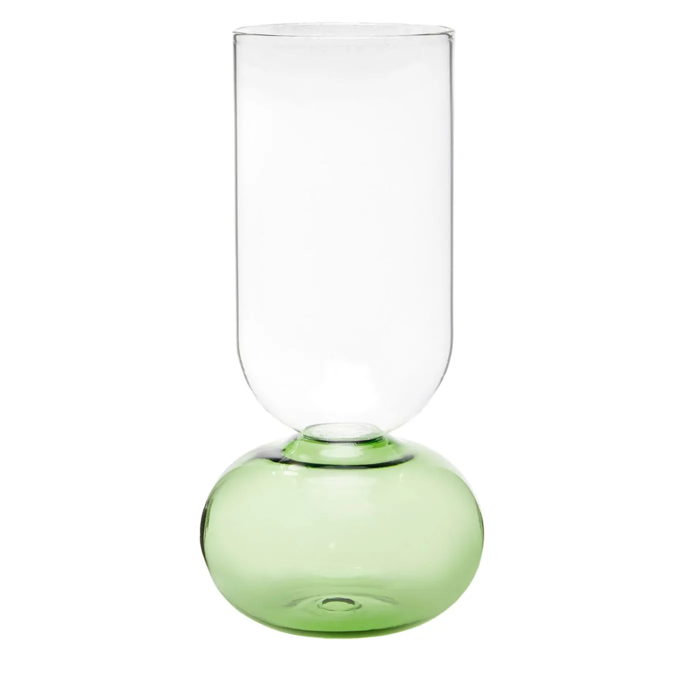 Vaso per fiori Tondo in vetro verde e trasparente
