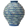 Vaso Pesce Orizzontale in Ceramica Blu