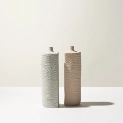 Vaso piatto bianco floreale Battuti di Andrea Anastasio