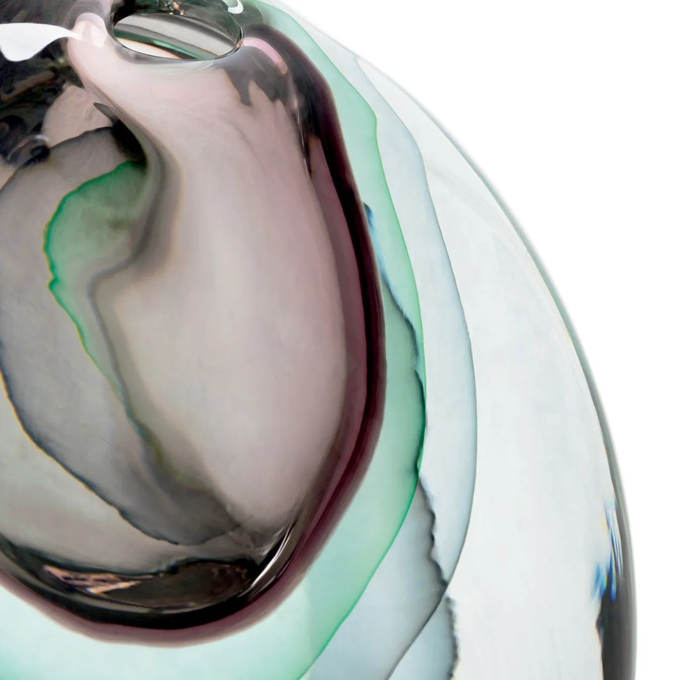 Vaso piccolo in vetro soffiato Essence Amethyst, verde e grigio
