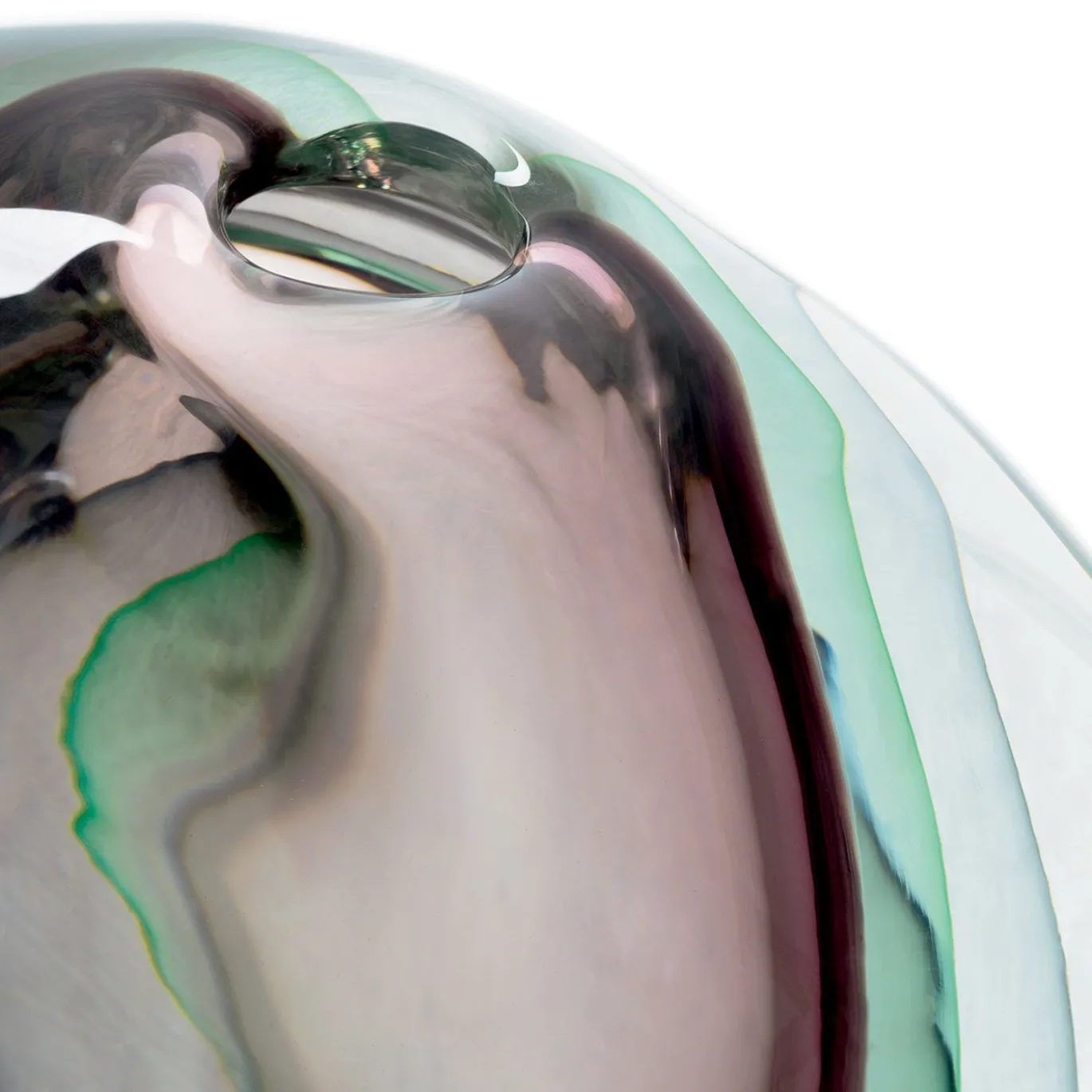 Vaso piccolo in vetro soffiato Essence Amethyst, verde e grigio
