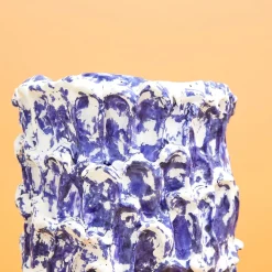 Vaso piccolo Onda Izmir blu e bianco ghiaccio