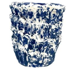 Vaso piccolo Onda Izmir blu e bianco ghiaccio