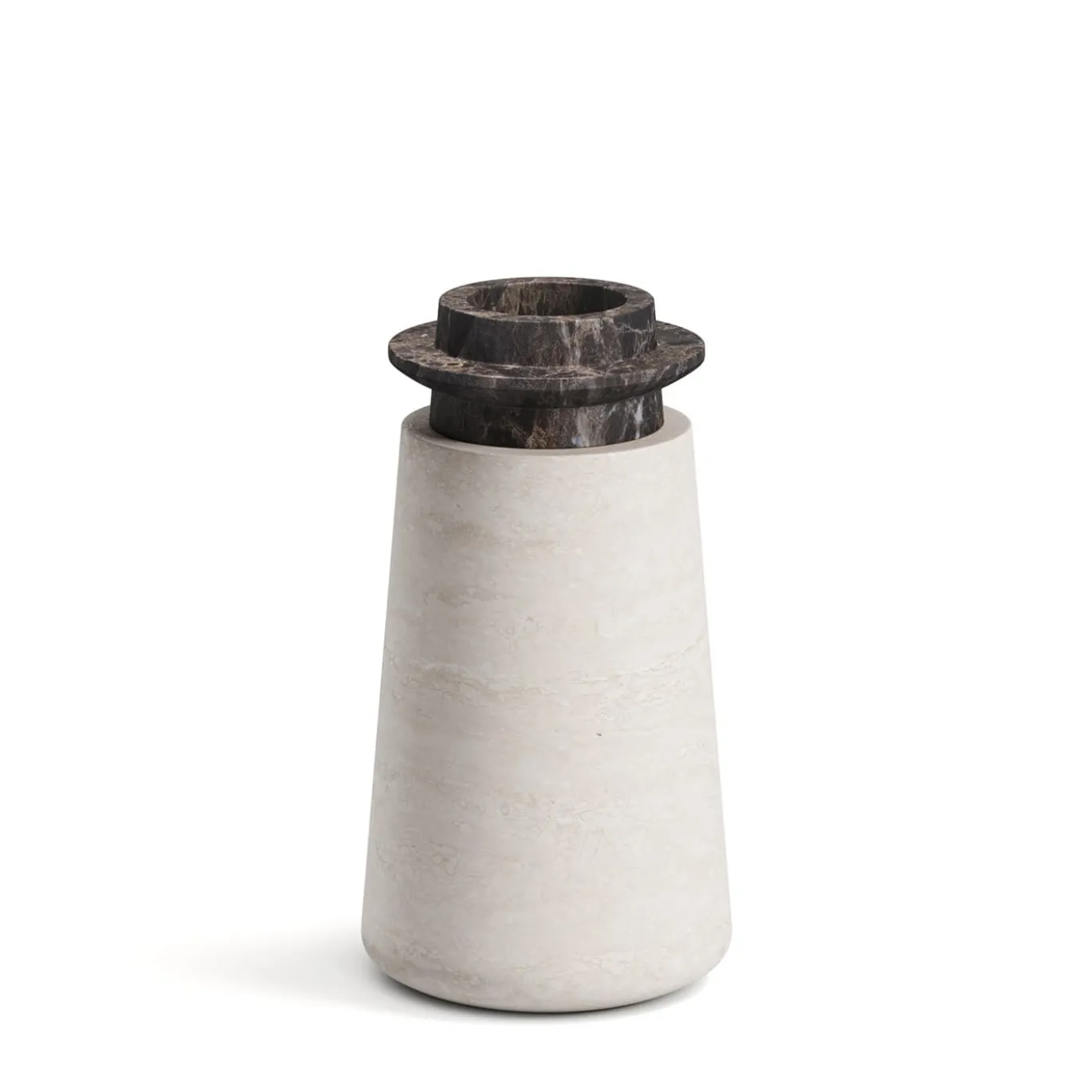 Vaso piccolo Tivoli in travertino e marmo di Ivan Colominas