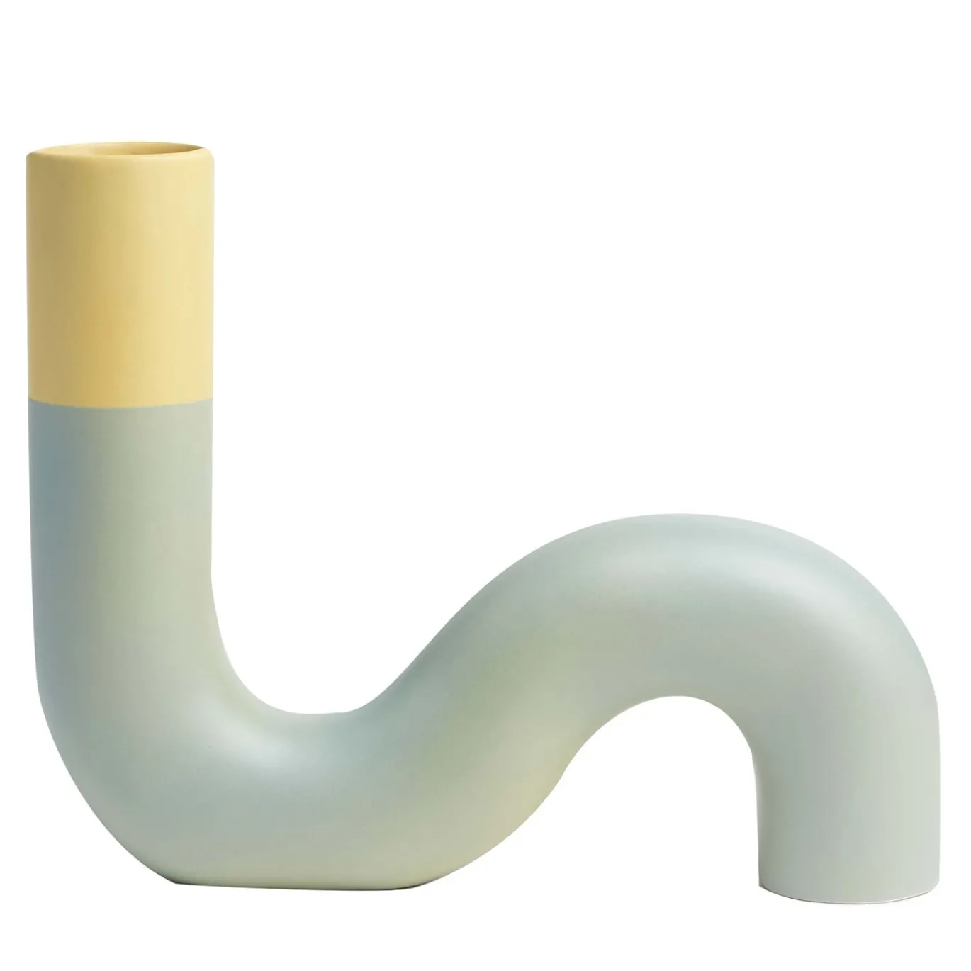 Vaso Pidou a forma di S color ocra e grigio