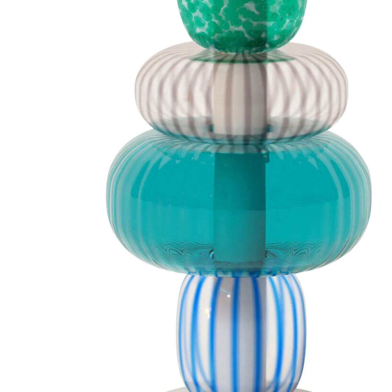 Vaso Playground a 4 componenti in vetro azzurro con base in marmo