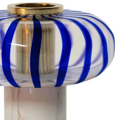 Vaso Playground in vetro blu con base alta singola