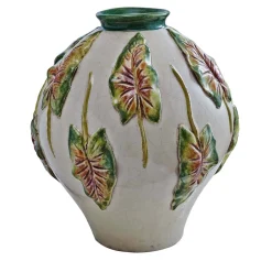 Vaso policromo Foglie In Rilievo