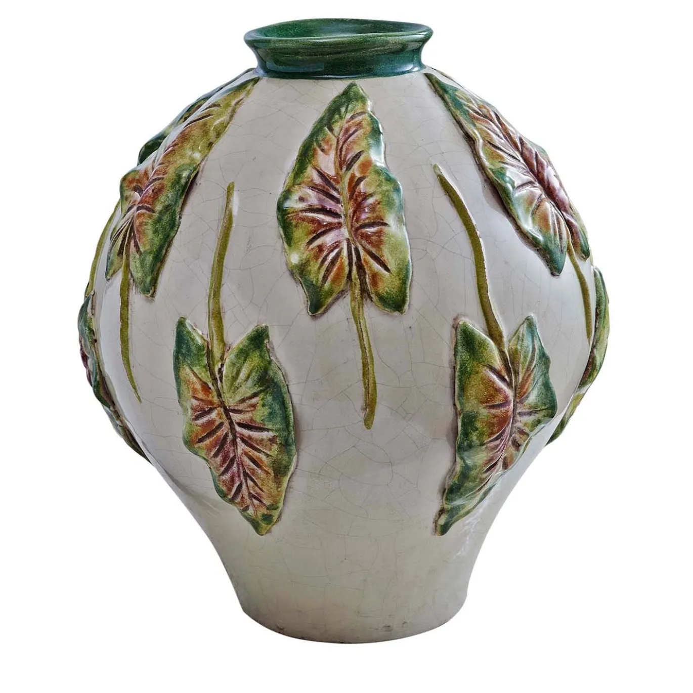 Vaso policromo Foglie In Rilievo