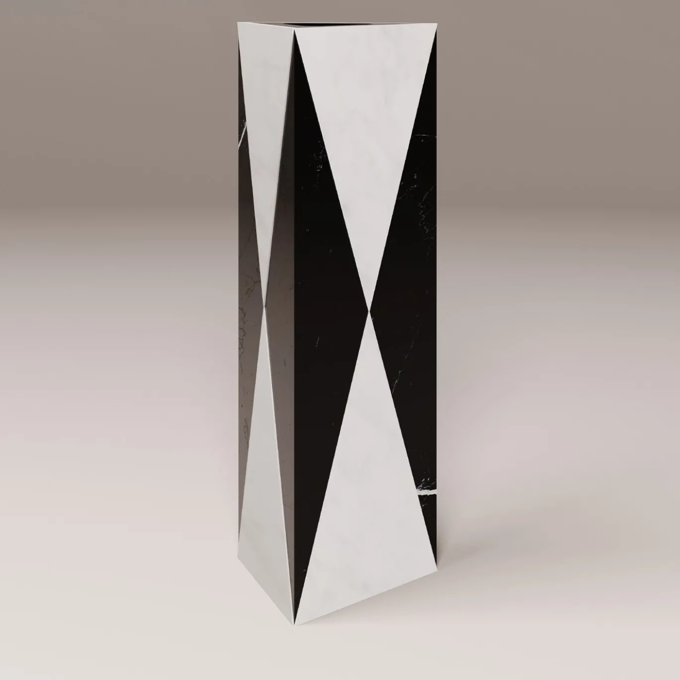 Vaso Polimelus Nero Marquina e Bianco Carrara