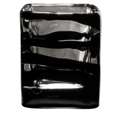 Vaso quadrato Black Belt di Peter Marino in vetro trasparente