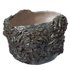 Vaso Radici in ceramica grigia testurizzata