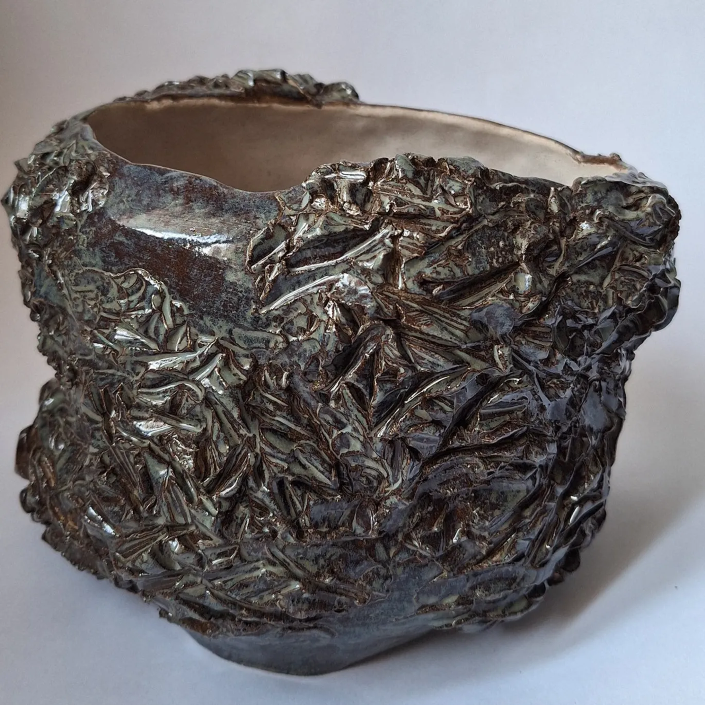 Vaso Radici in ceramica grigia testurizzata