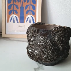 Vaso Radici in ceramica grigia testurizzata
