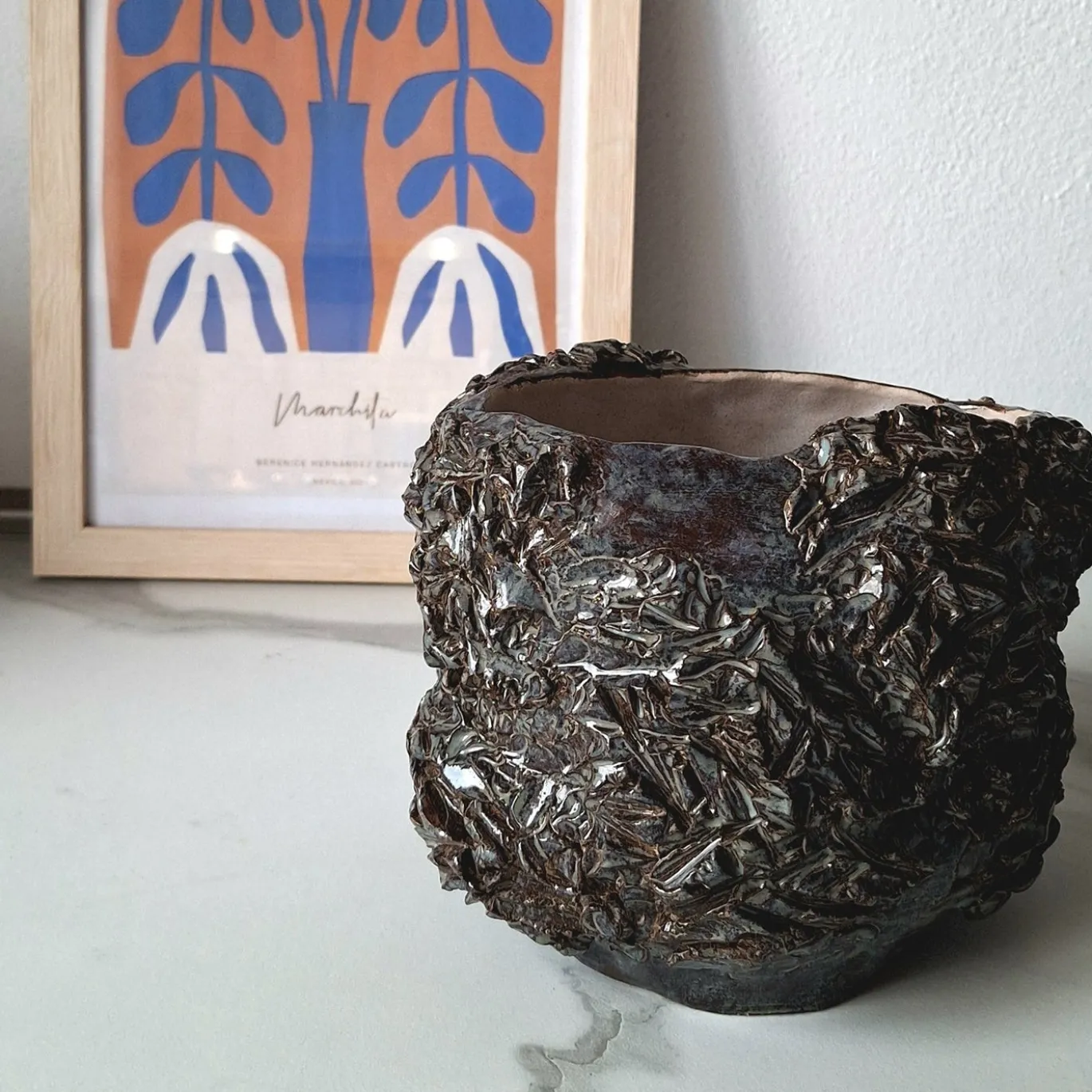 Vaso Radici in ceramica grigia testurizzata