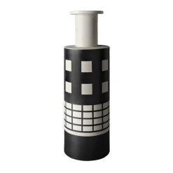 Vaso Reel in Ceramica Bianca e Nera di Ettore Sottsass
