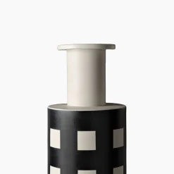 Vaso Reel in Ceramica Bianca e Nera di Ettore Sottsass
