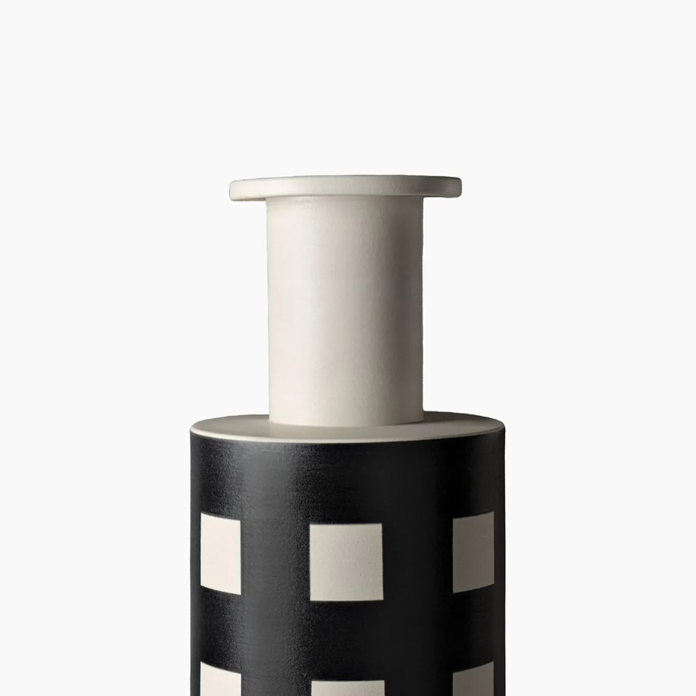 Vaso Reel in Ceramica Bianca e Nera di Ettore Sottsass