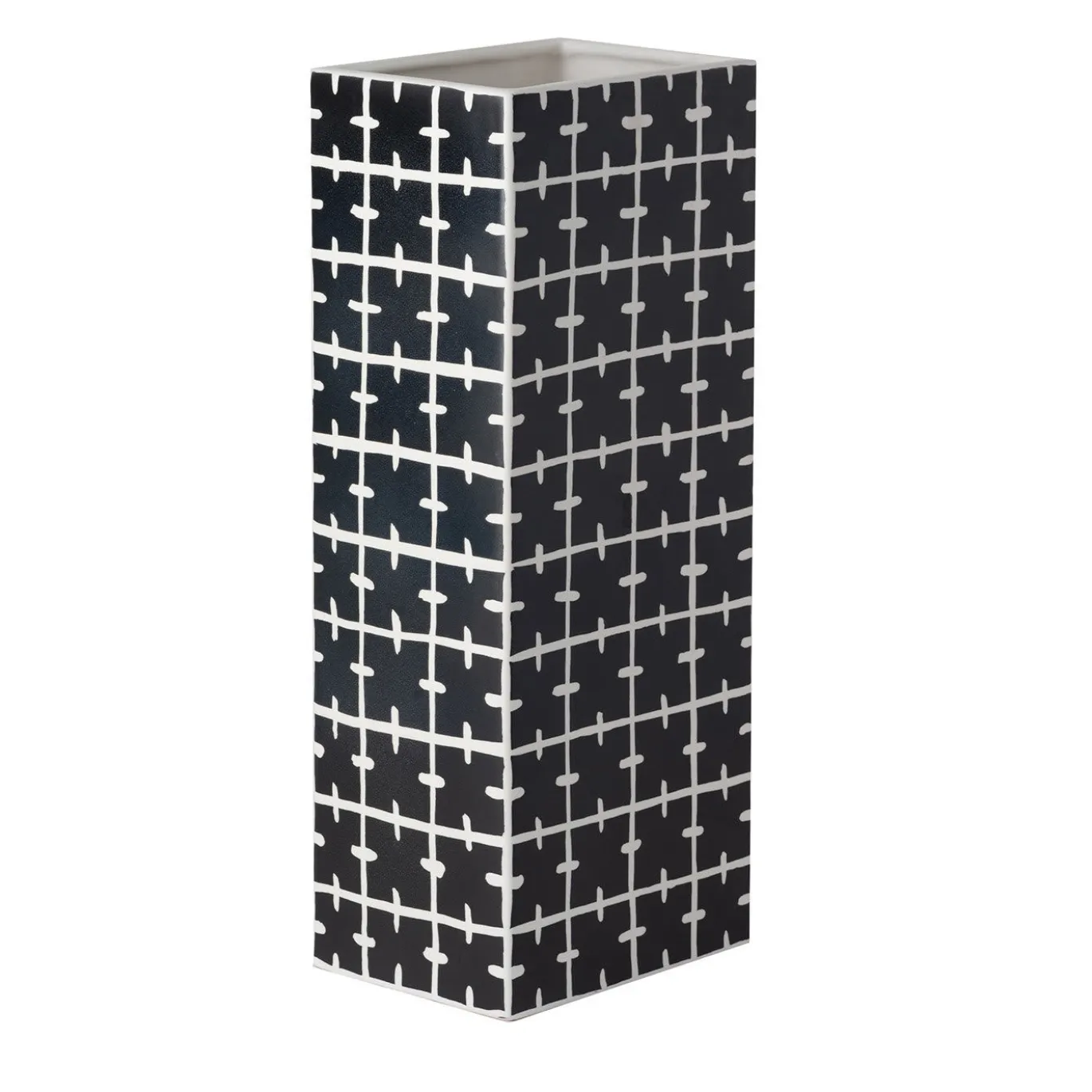 Vaso rettangolare bianco e nero