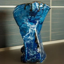 Vaso Riflessi In Ceramica Blu